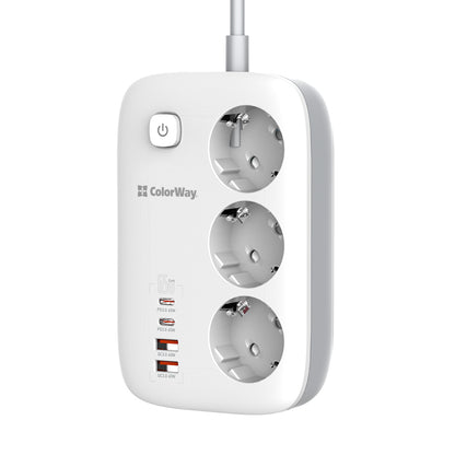 Forlængerledning ColorWay, 3 x Schuko, Hvid