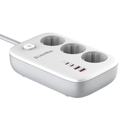 Forlængerledning ColorWay, 3 x Schuko, Hvid