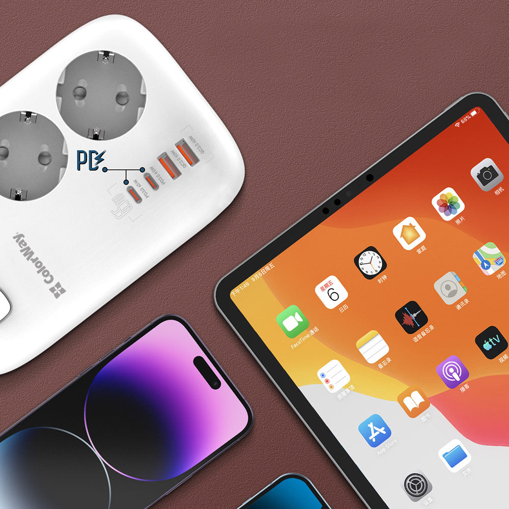 Forlængerledning ColorWay, 3 x Schuko, Hvid