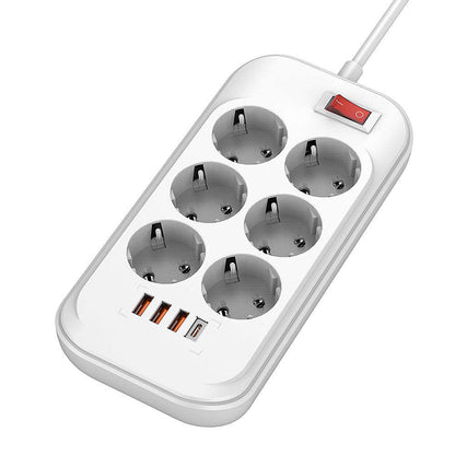 ColorWay forlængerledning, 6 x Schuko, Hvid