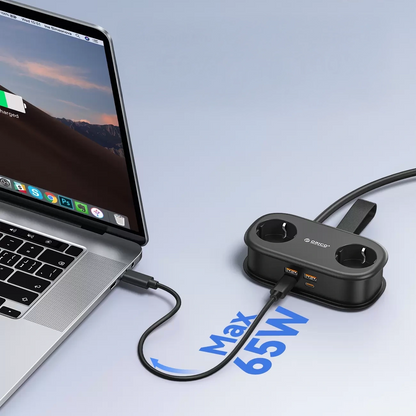 Orico AP3 forlængerledning, 2 x Schuko - 2 x USB-A - 2 x USB-C, Sort