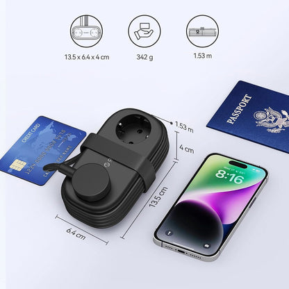 Orico APP forlængerledning, 2 x Schuko - 2 x USB-A - 1 x USB-C, Sort