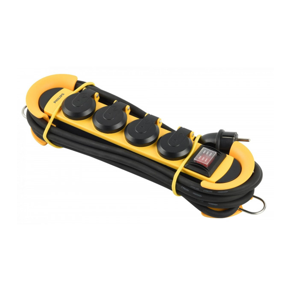 Philips forlængerledning, 4 x Schuko, Gul Phil-SPN5140YB/60
