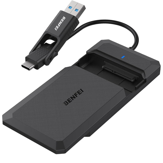 Benfei rack til HDD / SSD SATA 2,5 tommer, USB-A / USB-C UASP, sort