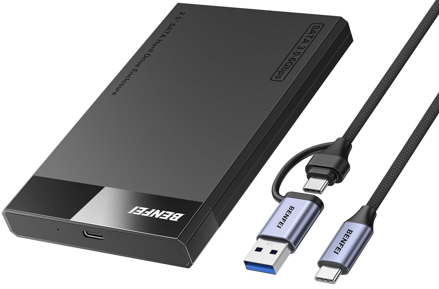 Benfei Rack til HDD / SSD SATA 2,5 tommer, USB-A / USB-C, Sort