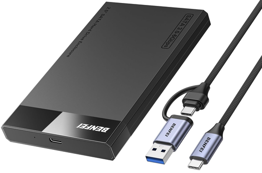 Benfei Rack til HDD / SSD SATA 2,5 tommer, USB-A / USB-C, Sort