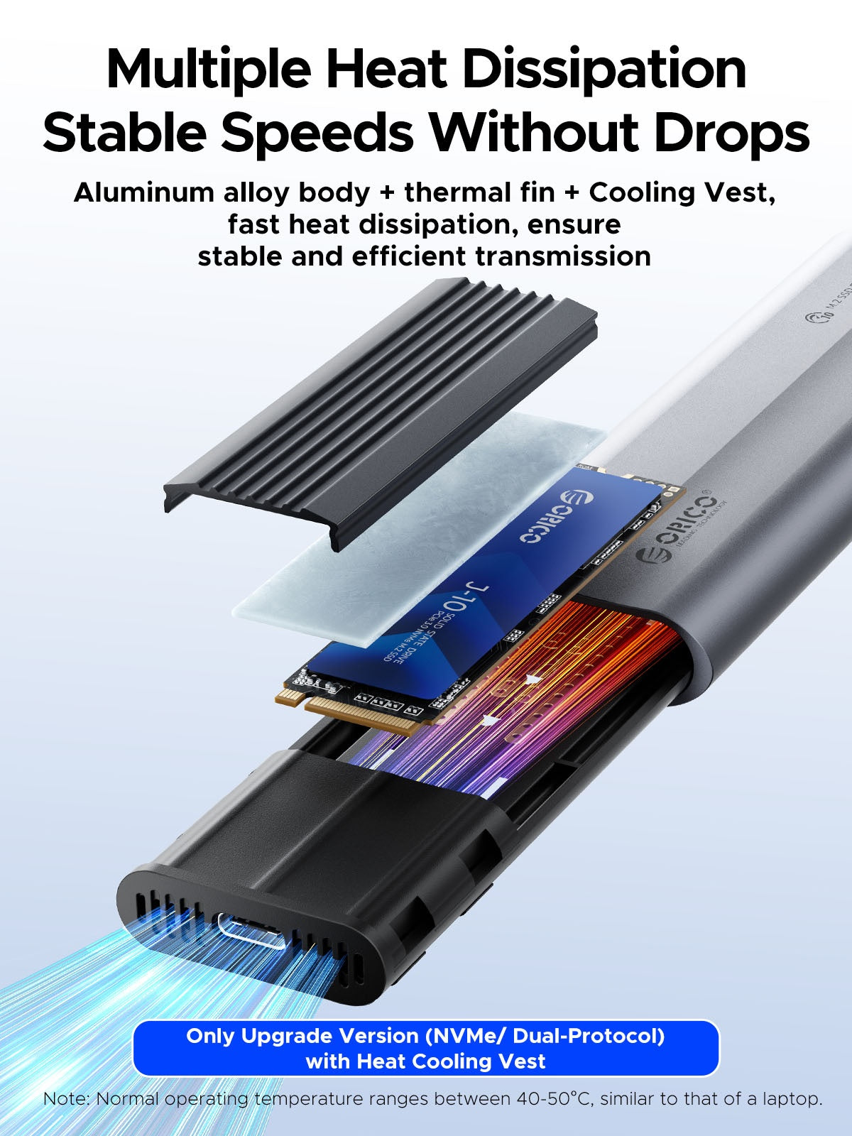 Orico AXM2-G2 rack til SSD M.2 NVMe, grå