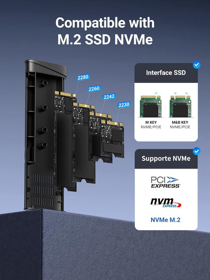 Rack UGREEN CM767 til SSD SATA M.2 NVMe, Grå