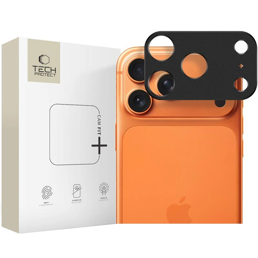 Beskyttelsesramme til bagkamera Tech-Protect Camalloy Fit+ til Apple iPhone 17 Pro Max, Aluminium, Sort