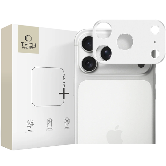 Beskyttelsesramme til bagkamera Tech-Protect Camalloy Fit+ til Apple iPhone 17 Pro Max, Aluminium, Sølvfarvet