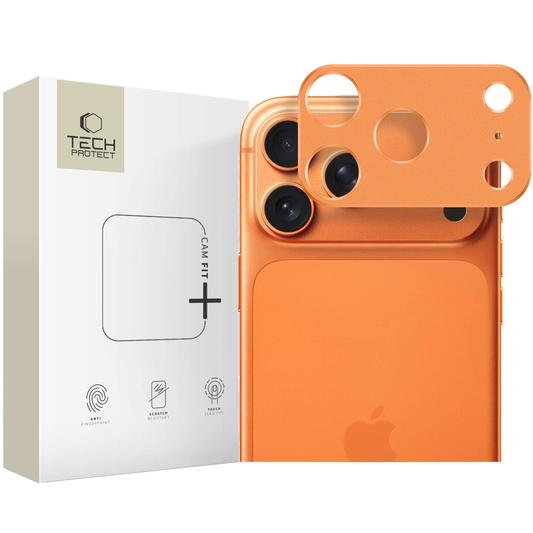 Beskyttelsesramme til bagkamera Tech-Protect Camalloy Fit+ til Apple iPhone 17 Pro, Aluminium, Orange