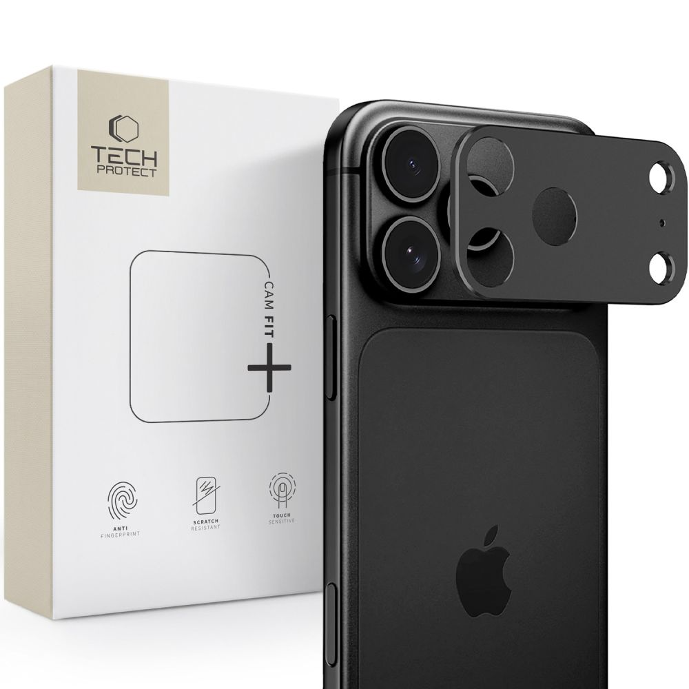 Bagkamera Beskyttelsesramme Tech-Protect Camalloy Fit+ til Apple iPhone 18 Pro, Aluminium, Sort