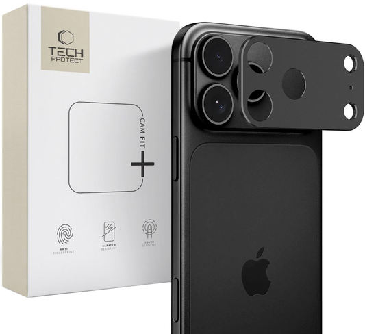 Bagkamera beskyttelsesramme Tech-Protect Camalloy Fit+ til Apple iPhone 18 Pro Max, Aluminium, Sort