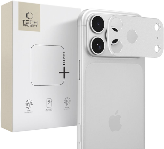 Tech-Protect Camalloy Fit+ beskyttelsesramme til bagkamera til Apple iPhone 18 Pro Max, aluminium, sølvfarvet