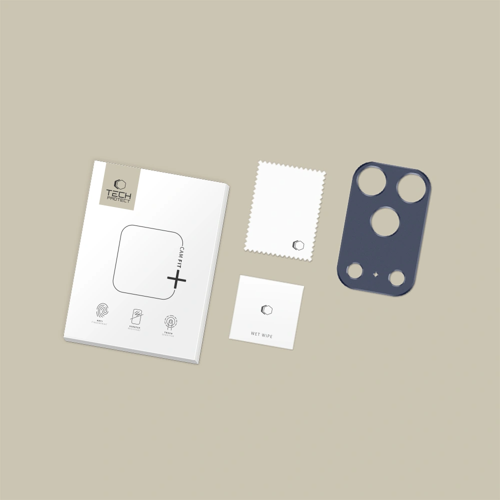 Beskyttelsesramme til bagkamera Tech-Protect Camalloy Fit+ til Apple iPhone 17 Pro, Aluminium, Marineblå