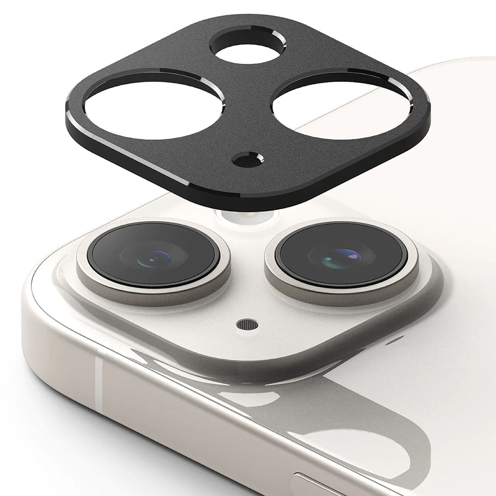 Beskyttelsesramme til Ringke Styling bagkamera for Apple iPhone 15 Plus / 15, Aluminium, Sort