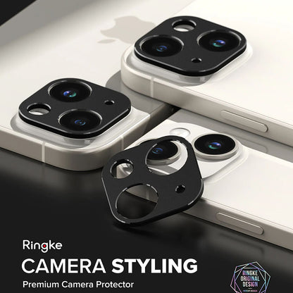 Beskyttelsesramme til Ringke Styling bagkamera for Apple iPhone 15 Plus / 15, Aluminium, Sort