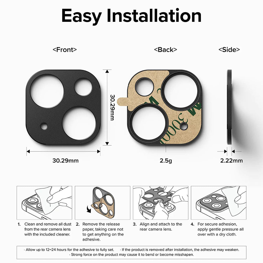 Beskyttelsesramme til Ringke Styling bagkamera for Apple iPhone 15 Plus / 15, Aluminium, Sort