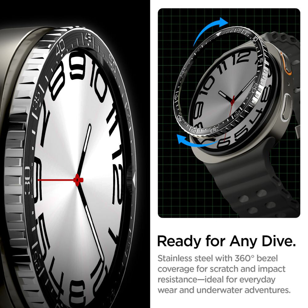 Spigen Tune Diver Beskyttelsesramme til Samsung Galaxy Watch8 44mm, Sort