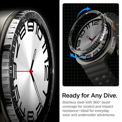 Spigen Tune Diver Beskyttelsesramme til Samsung Galaxy Watch8 44mm, Sort