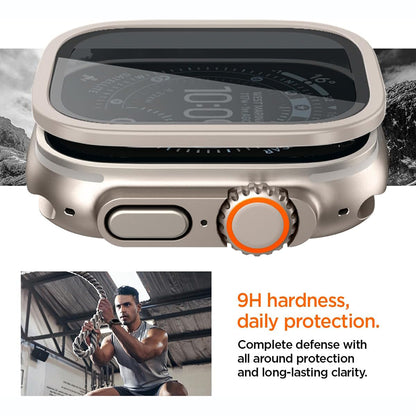 Spigen Tune with Glass-beskyttelsesramme til Apple Watch Ultra Series, sølvfarvet ACS11595