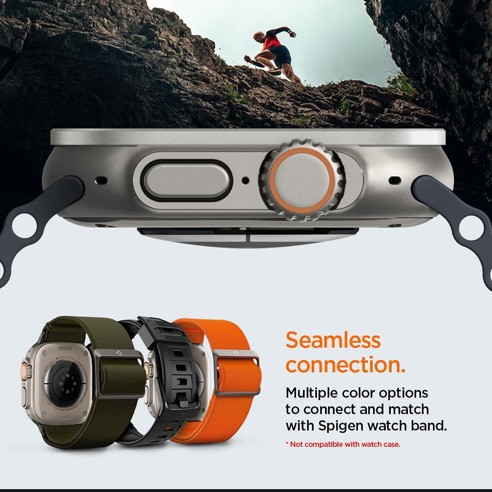 Spigen Tune with Glass-beskyttelsesramme til Apple Watch Ultra Series, sølvfarvet ACS11595