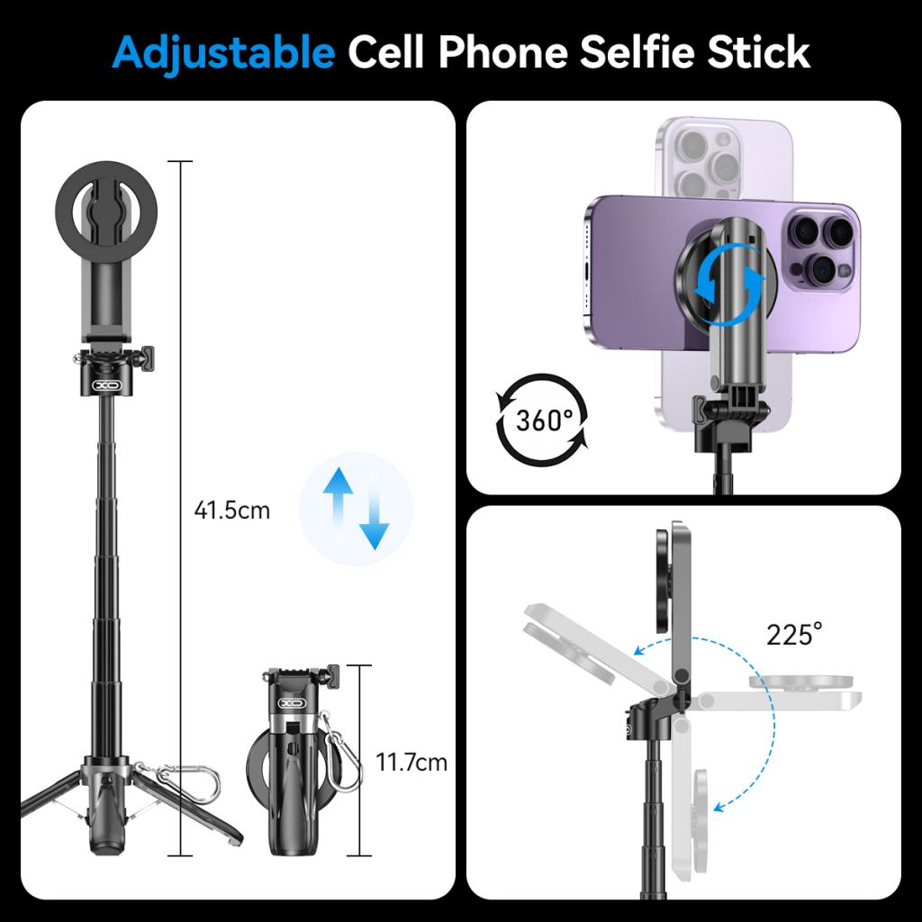 Selfie Stick Bluetooth XO Design SS22, Universal, Sort
