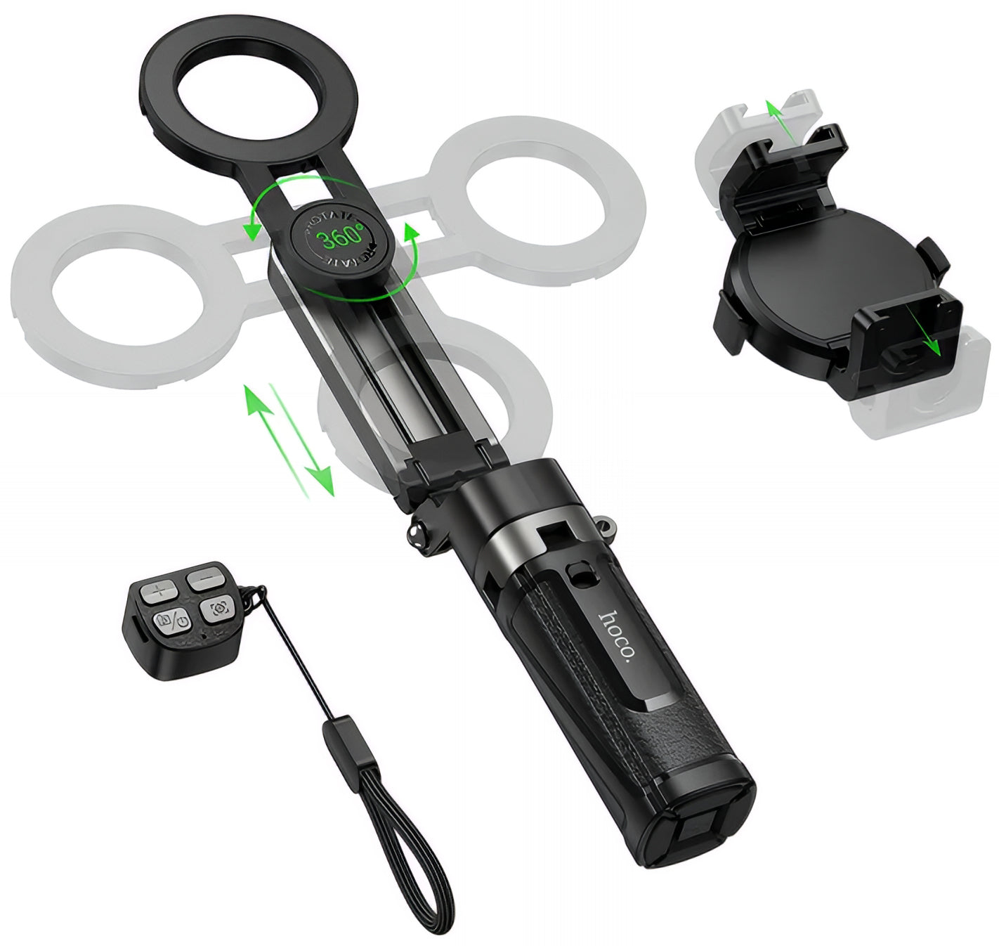 Selfie Stick Bluetooth HOCO K27 Pro, Universal, Sort