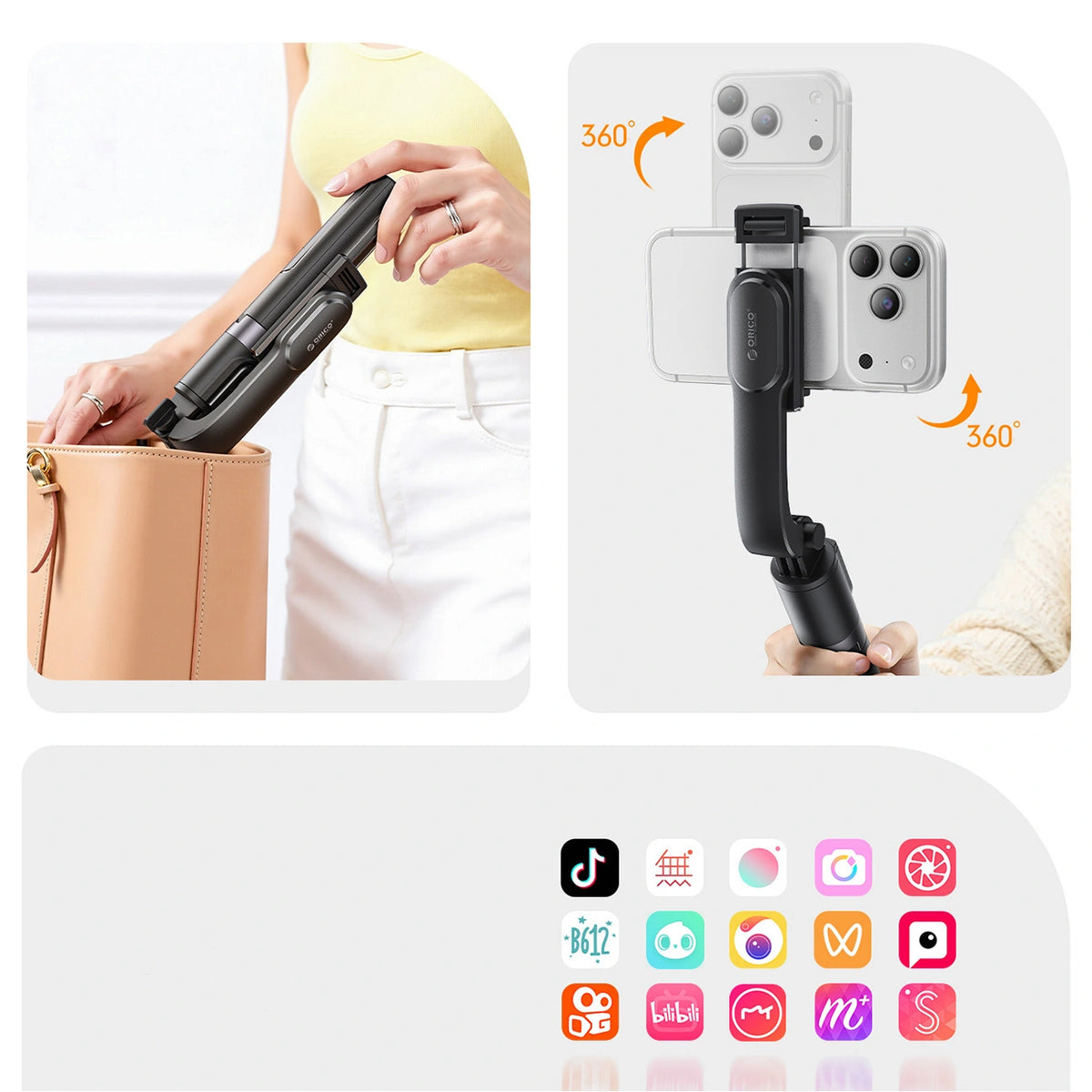 Selfie Stick Bluetooth Orico SPV90, Universal, Sort