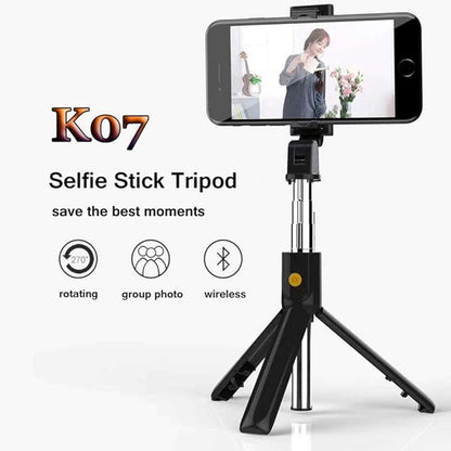 Selfie Stick Bluetooth Techsuit K07, Universal, Sort