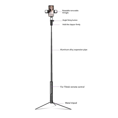 Selfie Stick Bluetooth Techsuit K30S, Universal, Sort