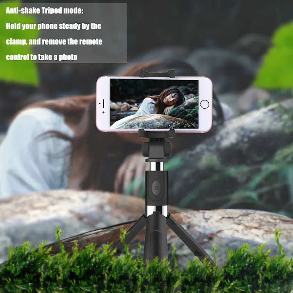 Selfie Stick Bluetooth Techsuit L01, Universal, Sort