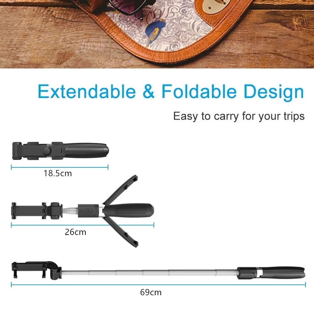 Selfie Stick Bluetooth Techsuit L01, Universal, Sort