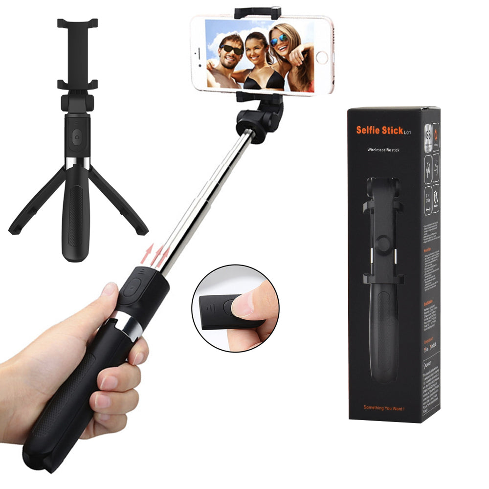 Selfie Stick Bluetooth Techsuit L01s, Universal, Sort