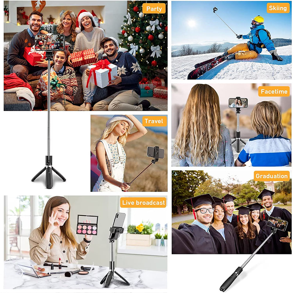 Selfie Stick Bluetooth Techsuit L02, Universal, Sort
