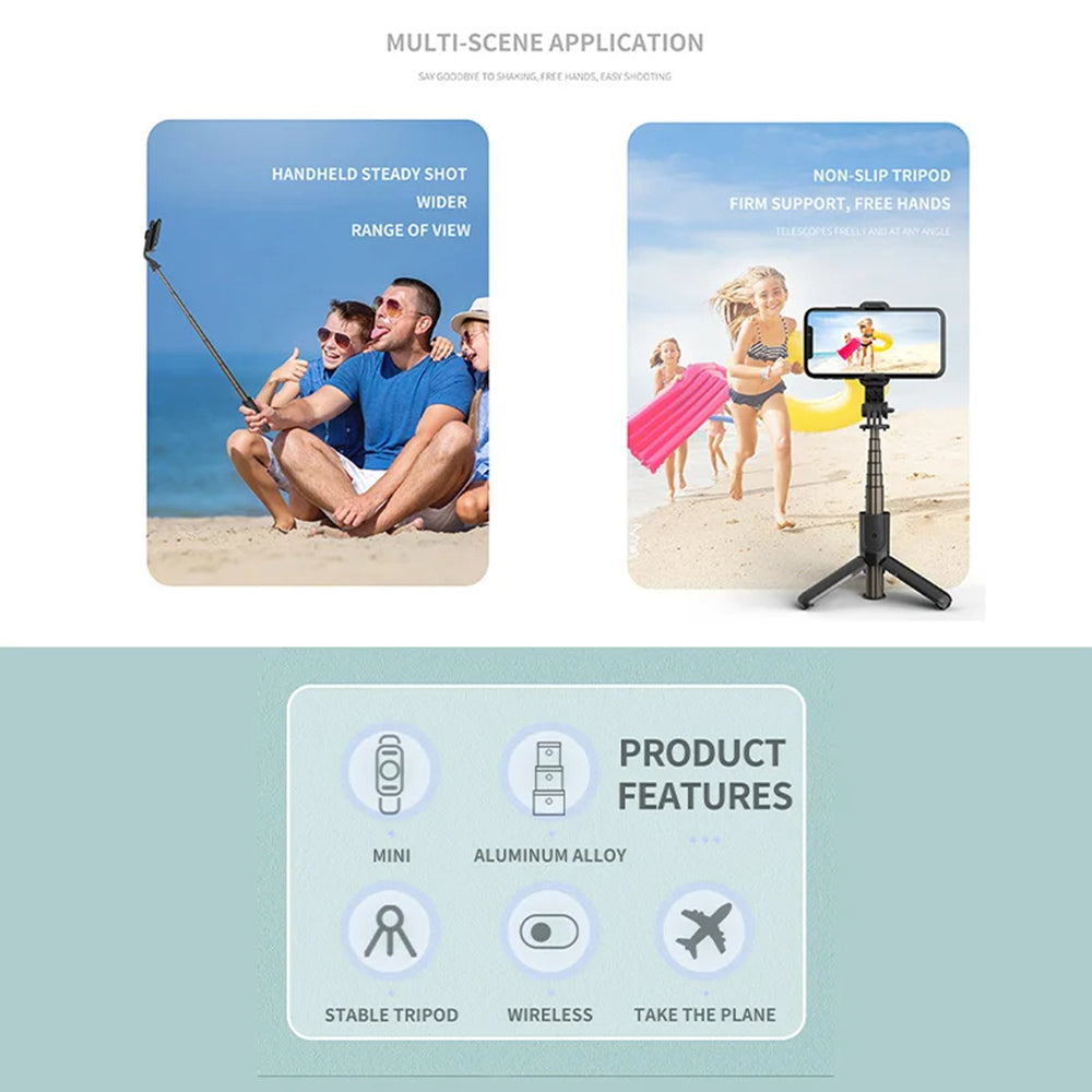 Selfie Stick Bluetooth Techsuit L10, Universal, Sort