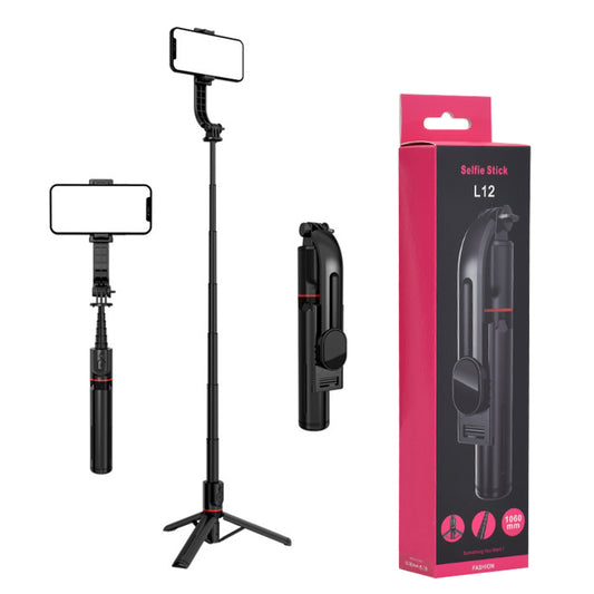 Selfie Stick Bluetooth Techsuit L12, Universal, Sort