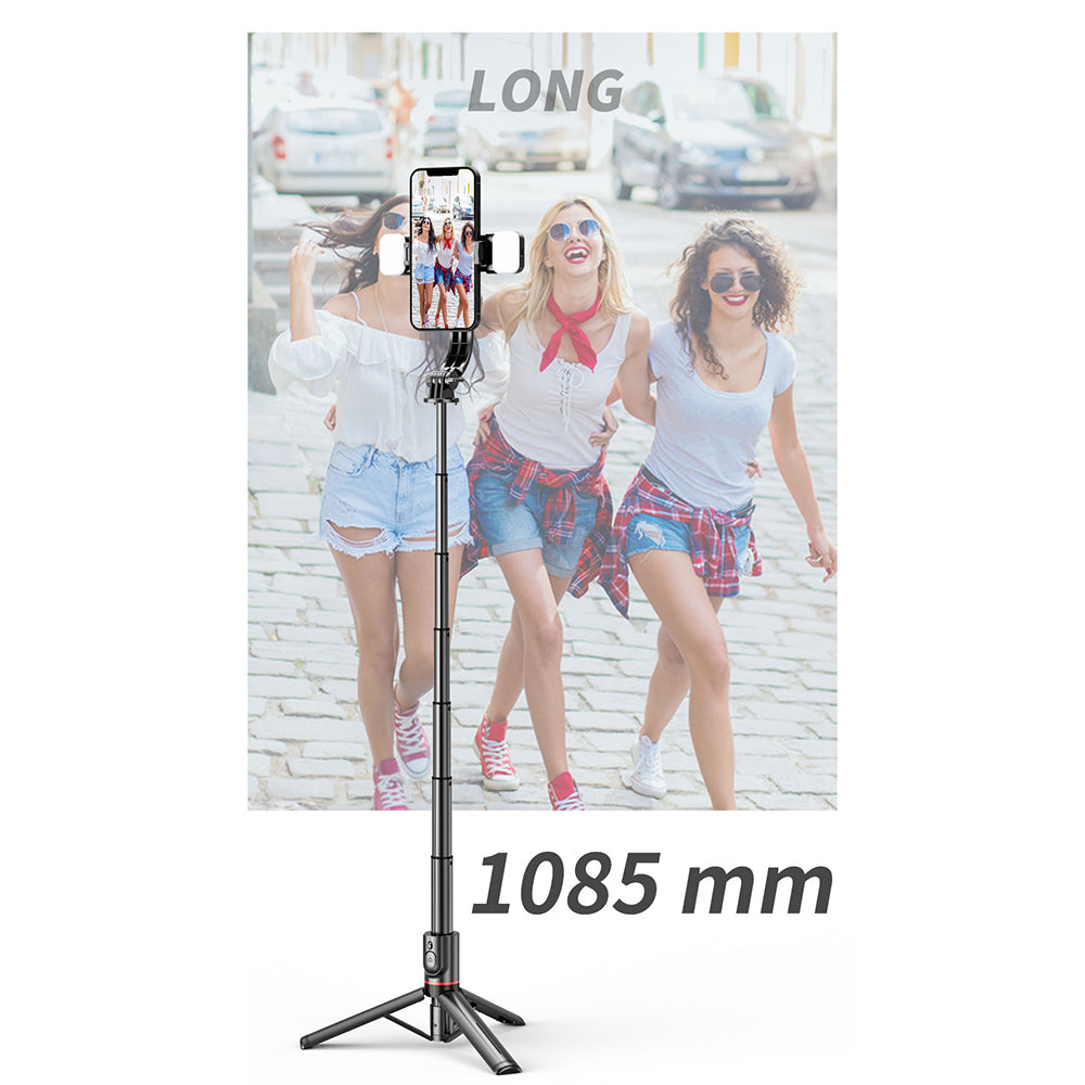 Selfie Stick Bluetooth Techsuit L12D, Universal, Sort