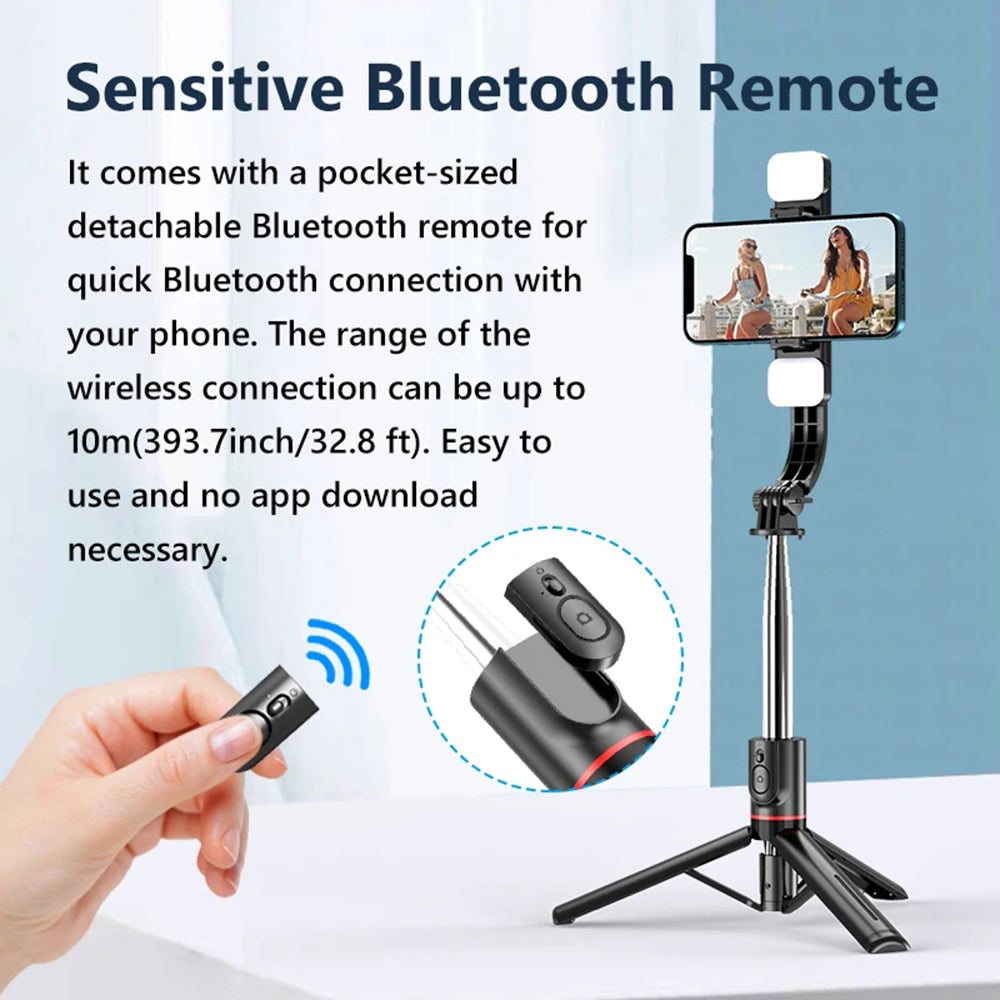 Selfie Stick Bluetooth Techsuit L13d, Universal, Sort