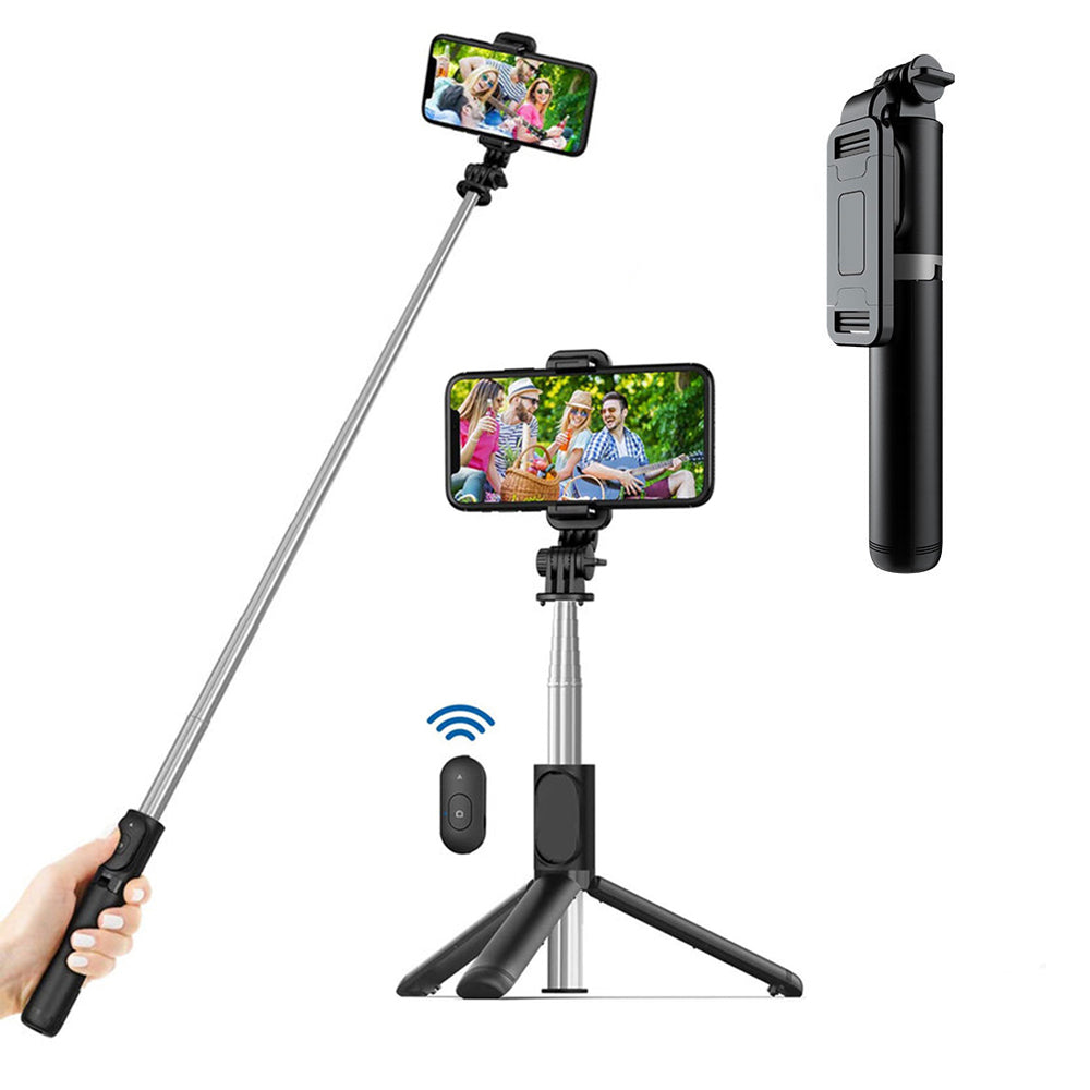 Selfie Stick Bluetooth Techsuit Q01, Universal, Sort