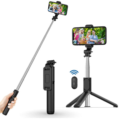 Selfie Stick Bluetooth Techsuit Q01, Universal, Sort