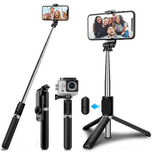 Selfie Stick Bluetooth Techsuit Q02, Universal, Sort