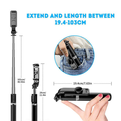 Selfie Stick Bluetooth Techsuit Q02, Universal, Sort