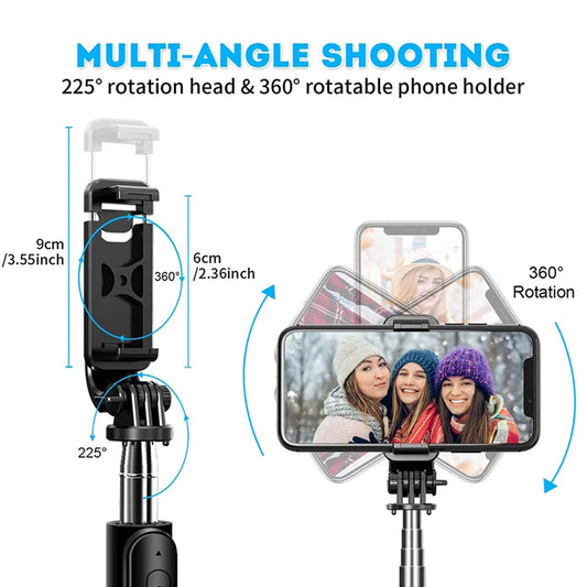 Selfie Stick Bluetooth Techsuit Q02, Universal, Sort