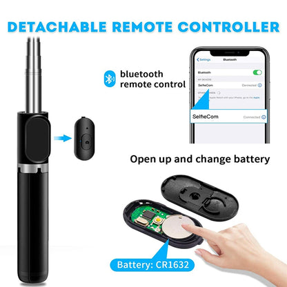 Selfie Stick Bluetooth Techsuit Q02, Universal, Sort