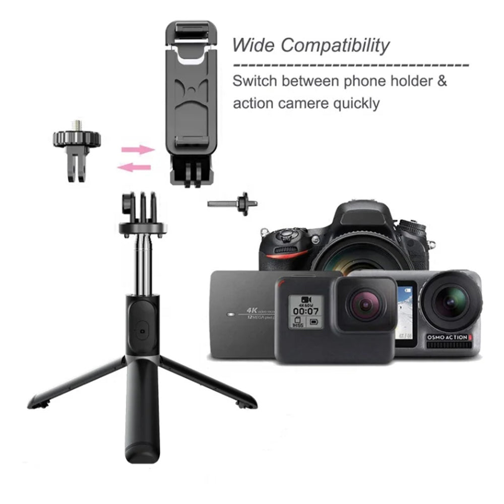Selfie Stick Bluetooth Techsuit Q02, Universal, Sort