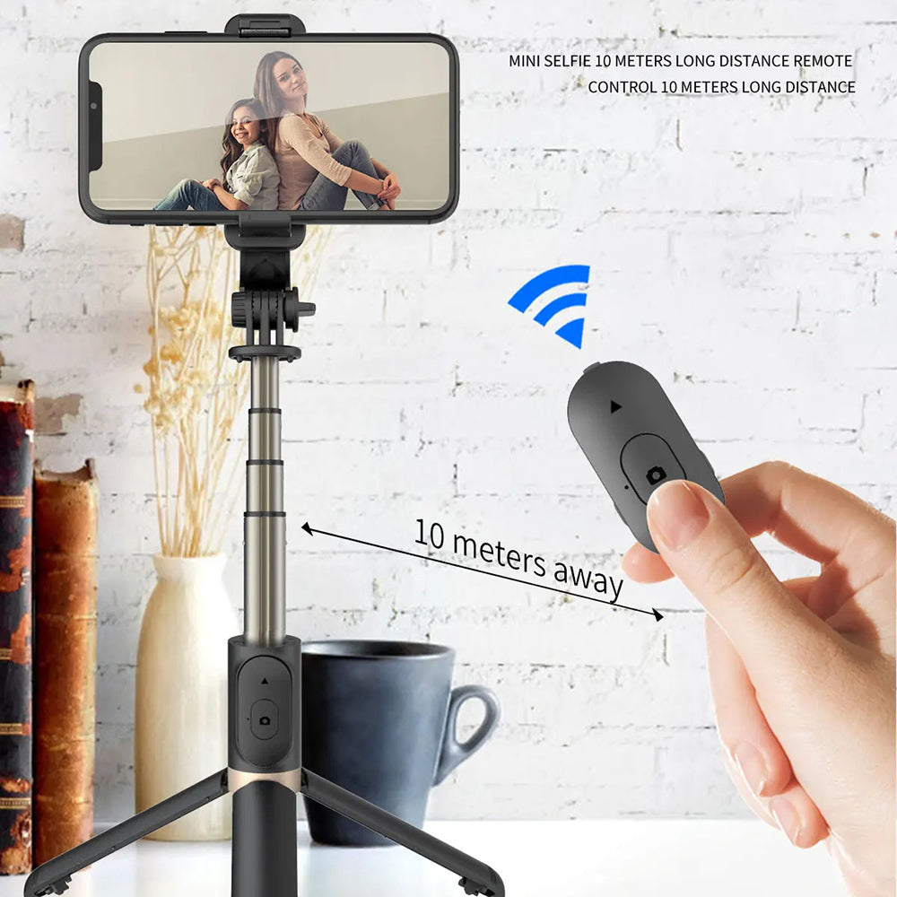 Selfie Stick Bluetooth Techsuit Q03, Universal, Sort