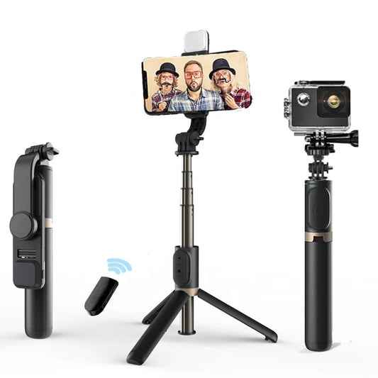 Selfie Stick Bluetooth Techsuit Q03s, Universal, Sort
