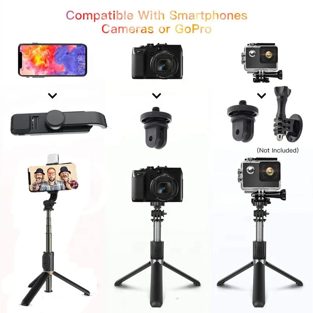 Selfie Stick Bluetooth Techsuit Q03s, Universal, Sort