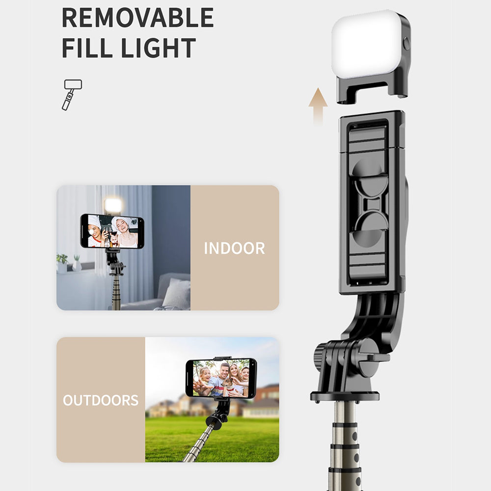 Selfie Stick Bluetooth Techsuit Q10s, Universal, Sort
